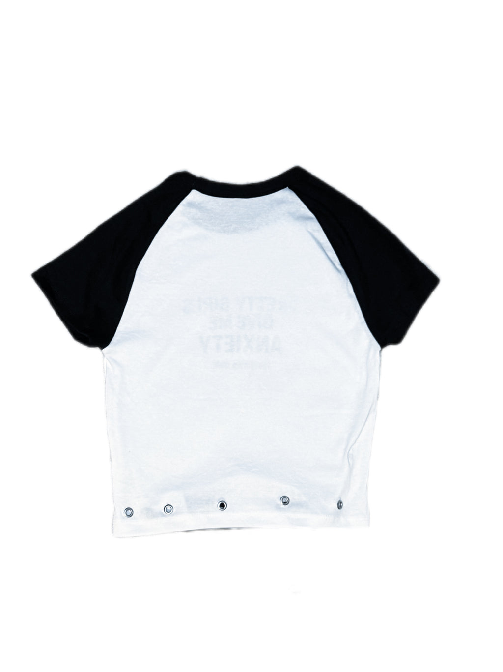White crop top with black sleeves